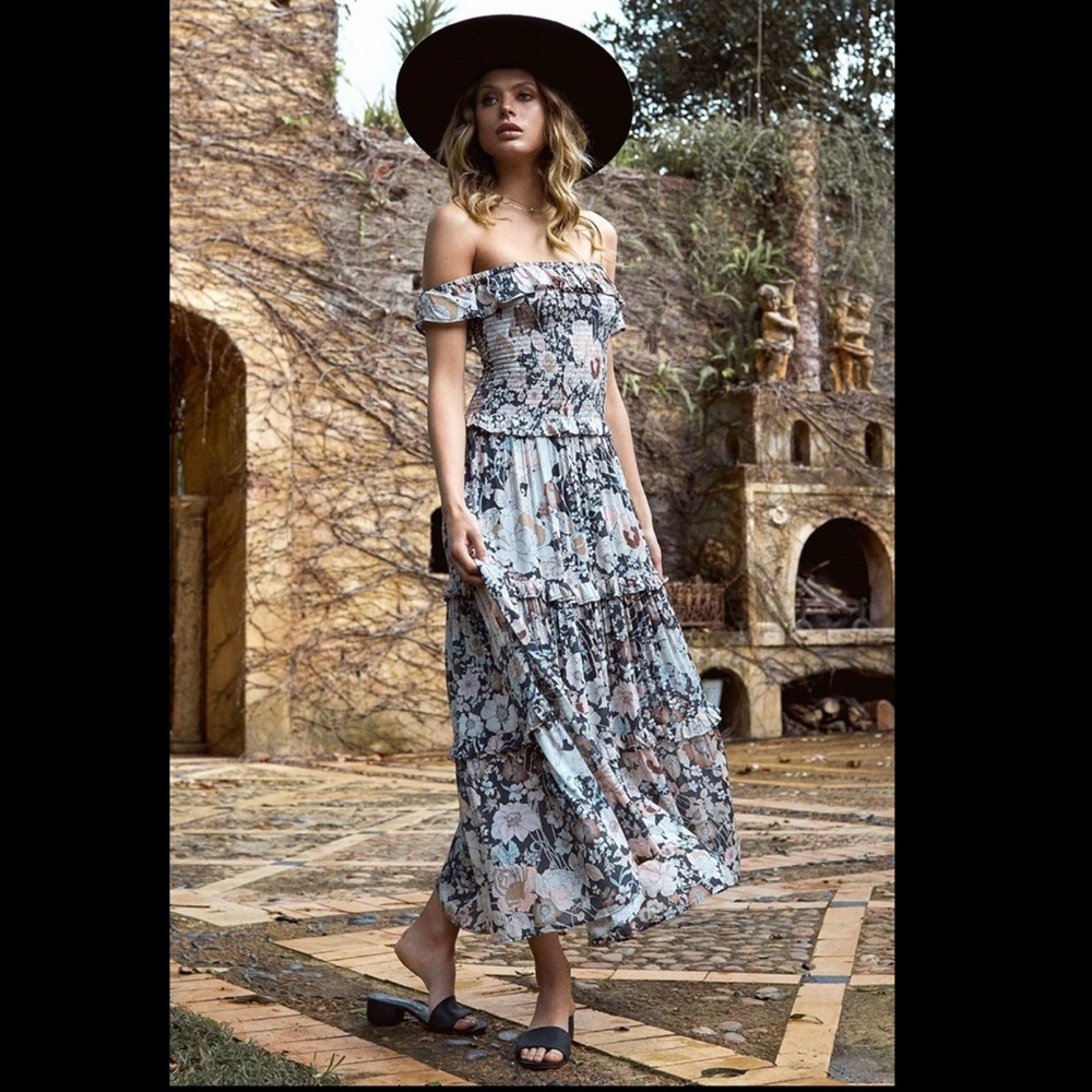 SPELL Gypsy Amethyst Nightfall Floral Maxi Dress